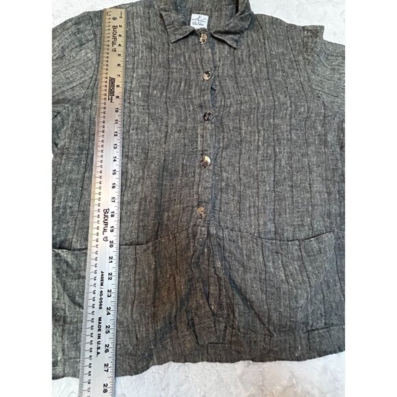 Via Vai by Pollero Button Front Long Sleeve Textured Linen Jacket Medium Gray - Picture 5 of 8